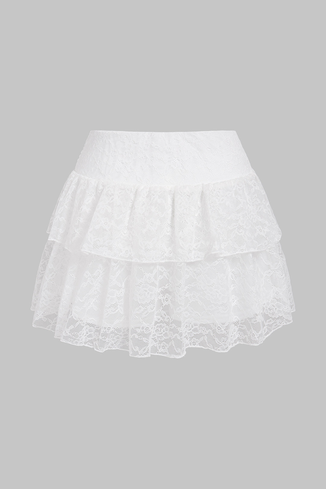 Lace Layered Ruffle High Waist Skirt