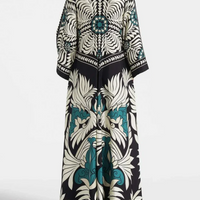 Elegance Floral Print Waterfall Sleeves Maxi Dress