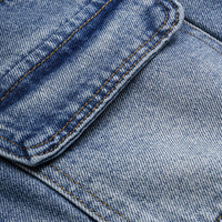 Denim High Waist Pocket Wide Leg Skirt