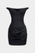 Solid V-Neck Ruched Sleeveless Mini Dress