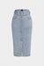 Denim Belted Button High Waist Skirt