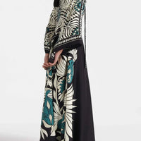 Elegance Floral Print Waterfall Sleeves Maxi Dress