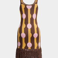 Knit Slip Fringe Trim Sleeveless Dress