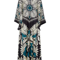 Elegance Floral Print Waterfall Sleeves Maxi Dress