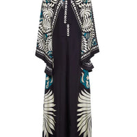 Elegance Floral Print Waterfall Sleeves Maxi Dress