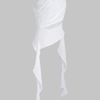 Solid One Shoulder Cut Out Ruched Tank Top