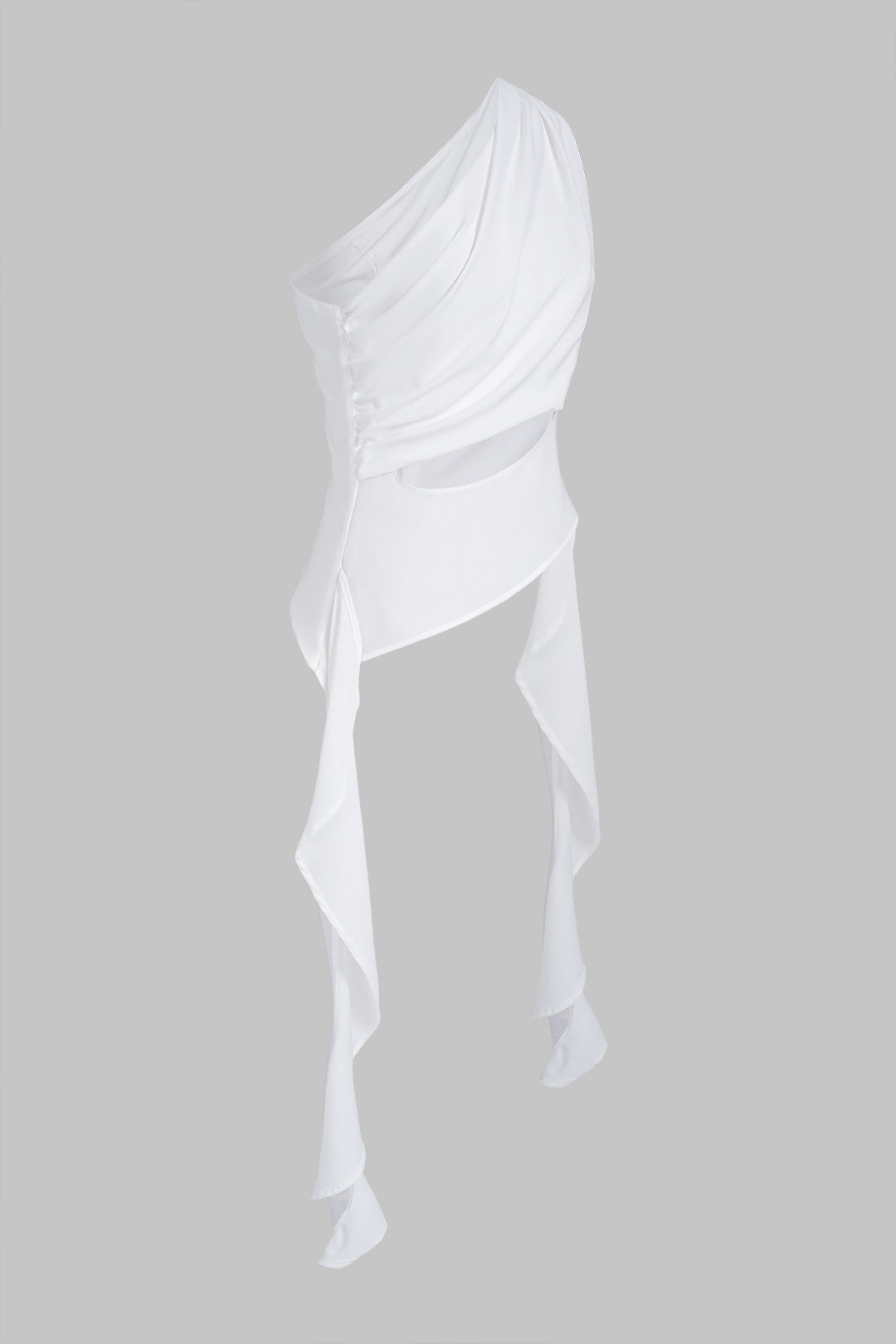 Solid One Shoulder Cut Out Ruched Tank Top