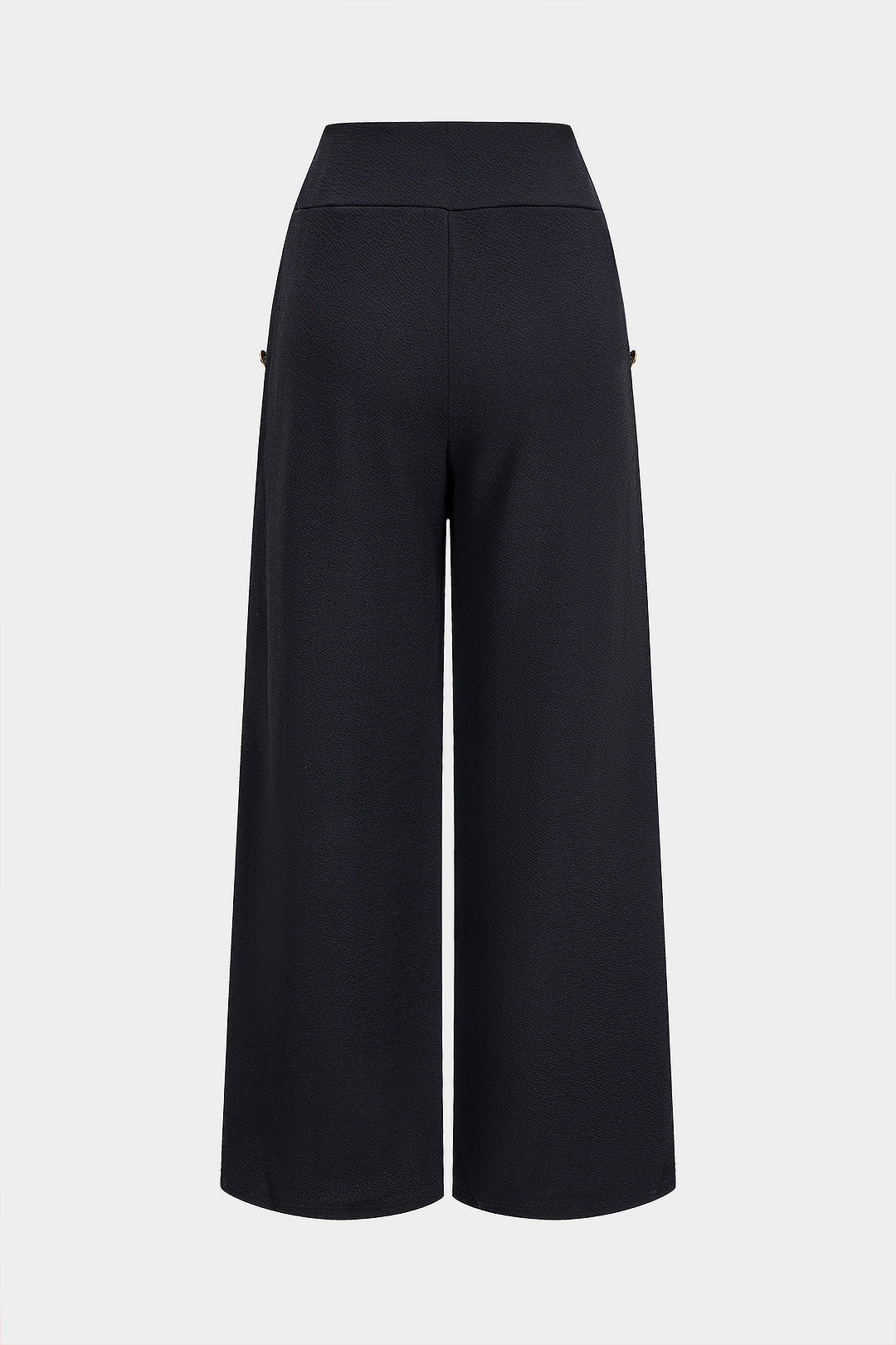 Solid Button High Waist Straight Leg Pants