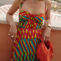 Elegant Personalized Painted Print A-Line Maxi Dress