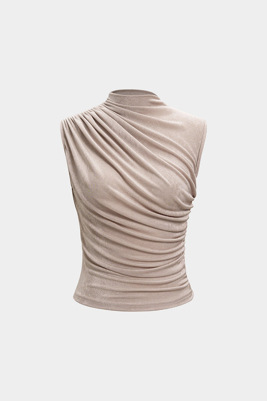 Mock Neck Ruched Tank Top