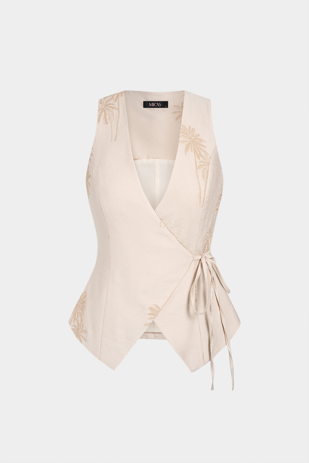 Embroidery Tie Front Tank Top