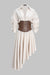 Faux Leather Patchwork Asymmetrical Hem Long Sleeve Maxi Dress