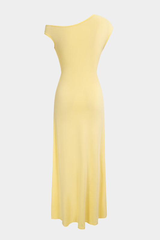 Asymmetrical One Shoulder Ruched Maxi Dress