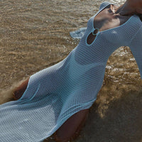 Vacation Style Side Slit  Hollow Knit Dress
