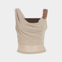 Decoración metálica Camiseta de tanques ruchada asimétrica