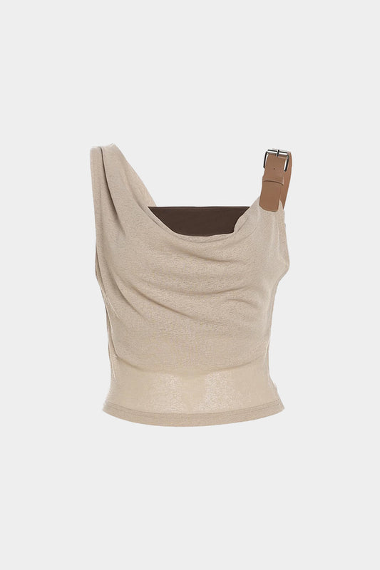 Decoración metálica Camiseta de tanques ruchada asimétrica