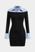 Stripes Print Patchwork Long Sleeve Mini Dress
