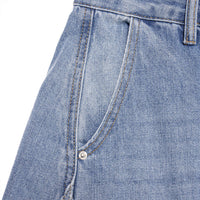 Denim Button Pocket Wide Leg Jeans