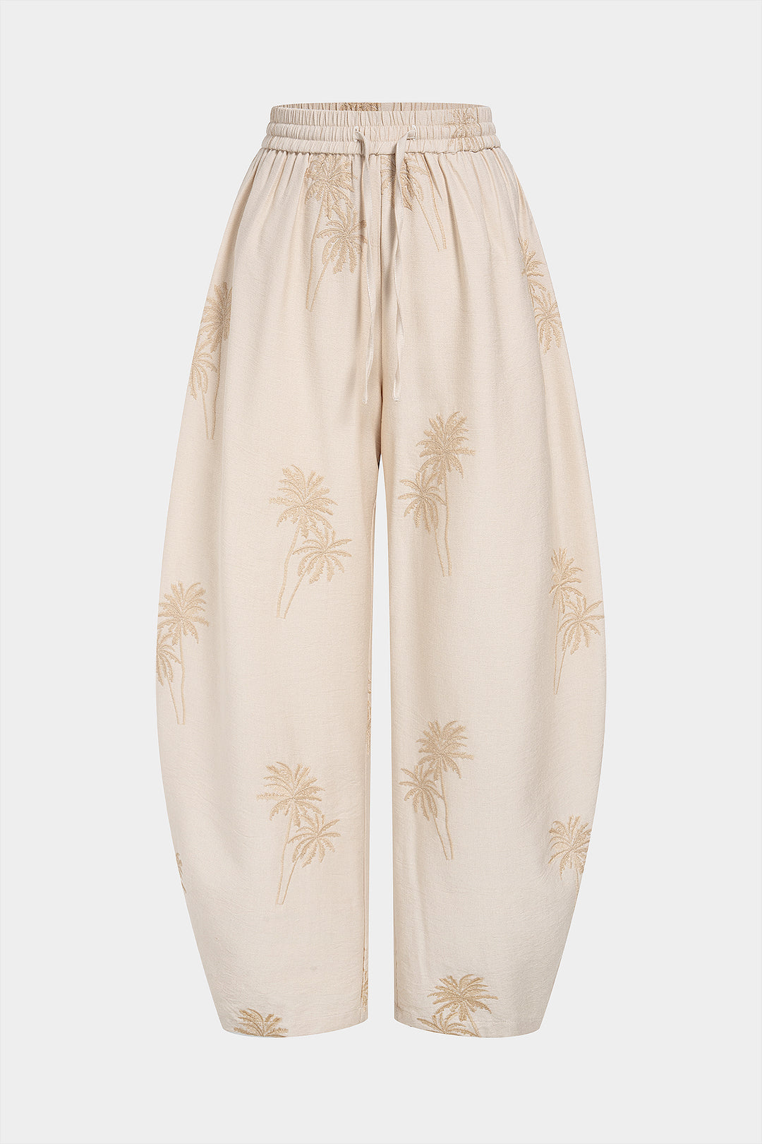 Embroidery Drawstring Wide Leg Pants
