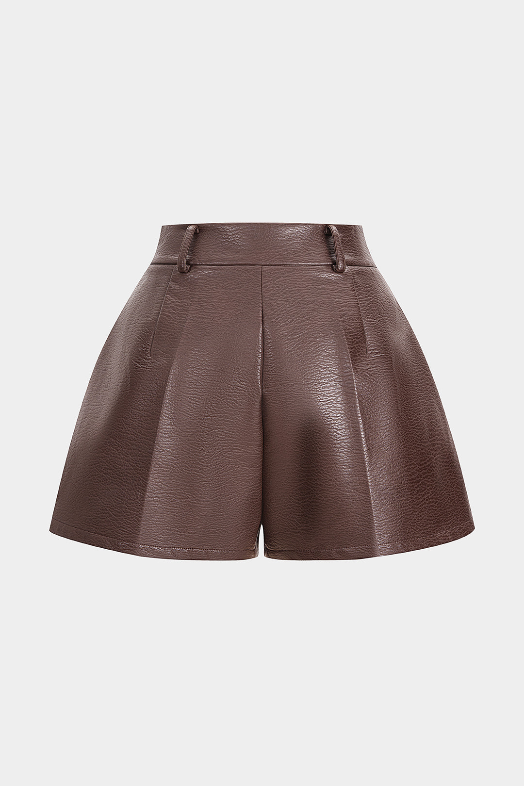 Basic Leopard Faux Leather Zippered Straight Short