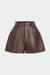 Basic Leopard Faux Leather Zippered Straight Short