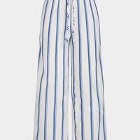 Stripes Print Linen Wide Leg Pants
