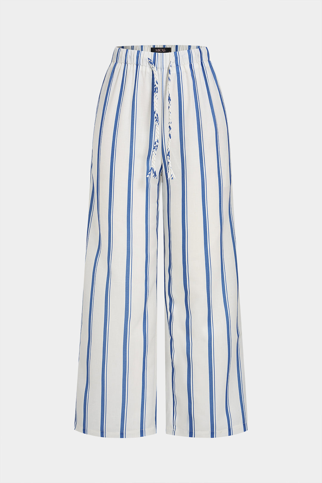 Stripes Print Linen Wide Leg Pants
