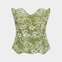 Flower Applique Corset Tie Back Tube Top