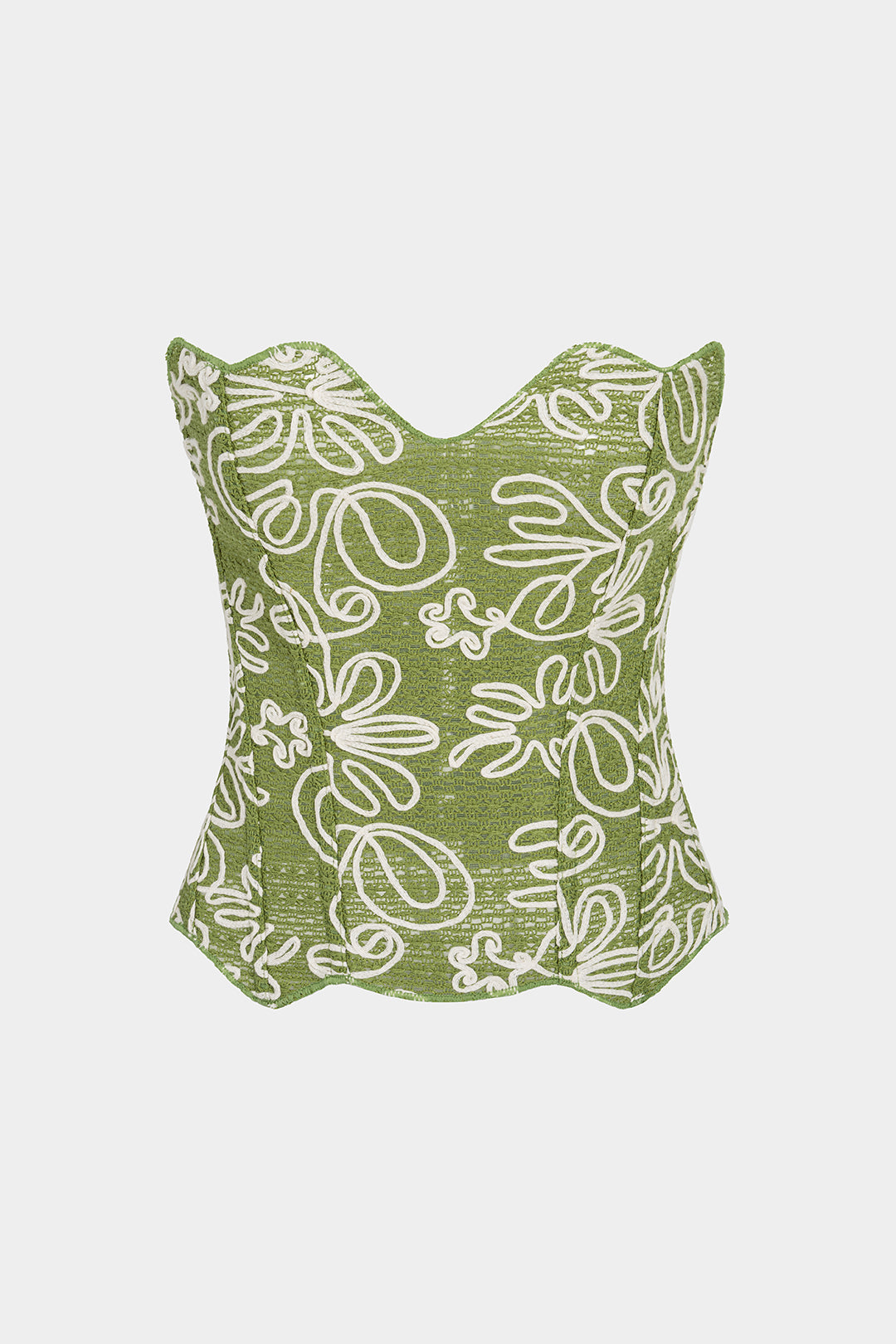 Flower Applique Corset Tie Back Tube Top