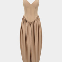 Solid Corset Ruched Slip Sleeveless Jumpsuit