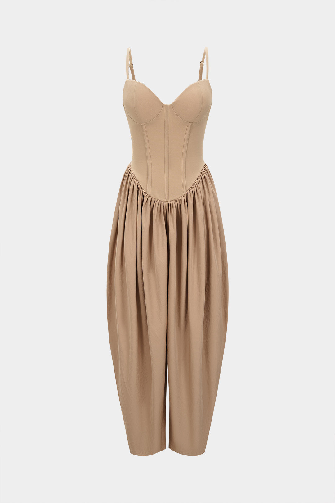 Solid Corset Ruched Slip Sleeveless Jumpsuit