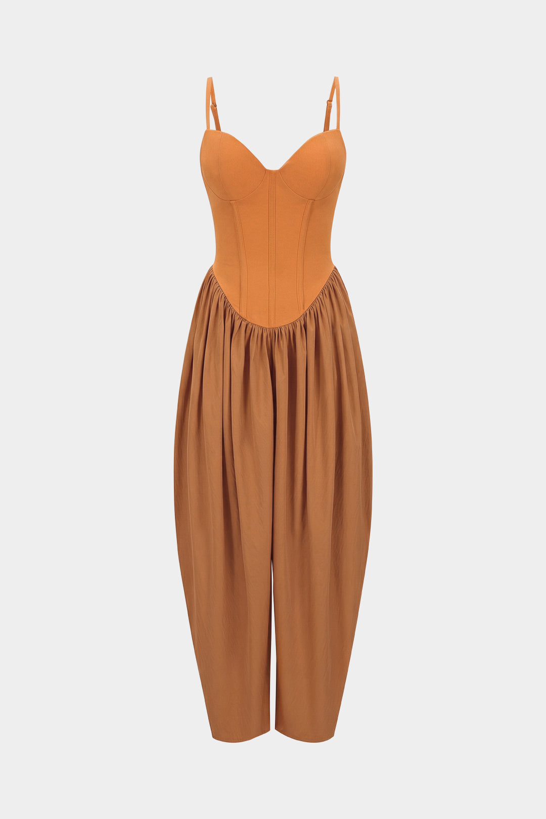 Solid Corset Ruched Slip Sleeveless Jumpsuit