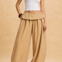 Solid Ruched Balloon Pants