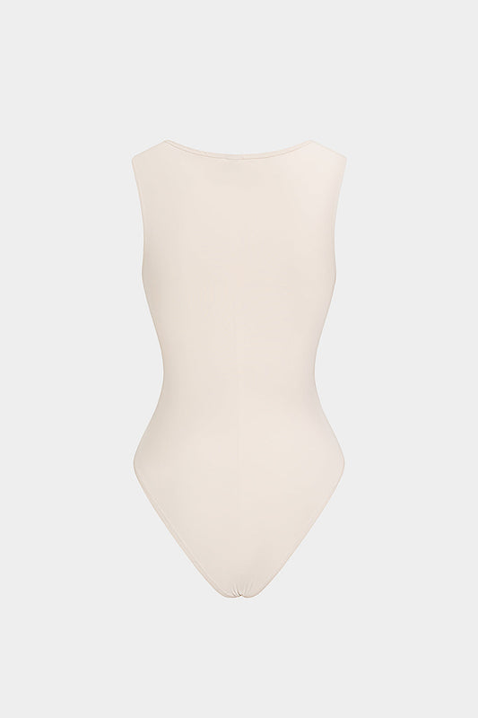 Round Neck Ruched Sleeveless Bodysuit