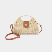 Woven Button Tote Bag