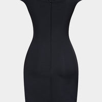 Solid V-Neck Ruched Sleeveless Mini Dress