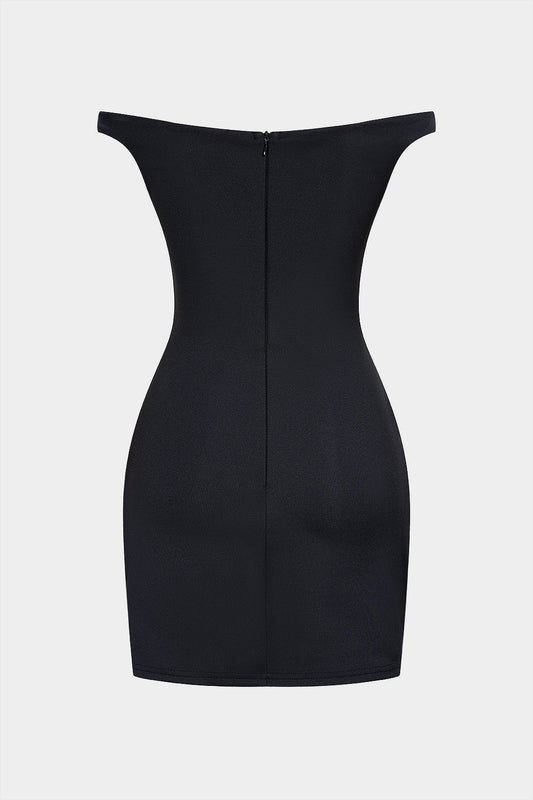 Solid V-Neck Ruched Sleeveless Mini Dress