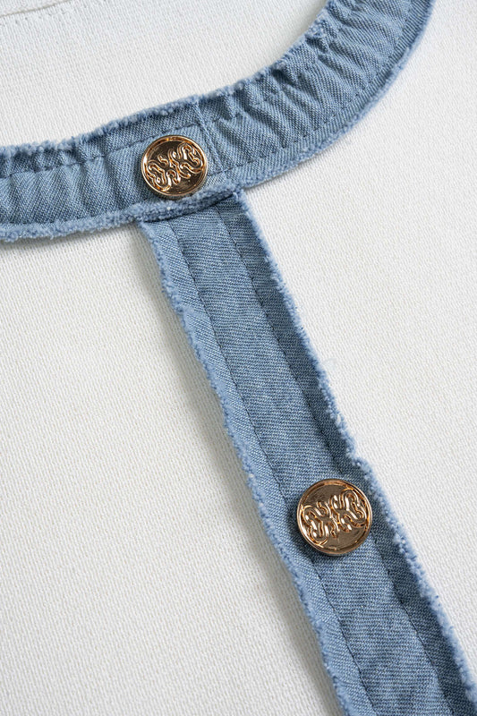 Knit Textured Button Patchwork Tank Top