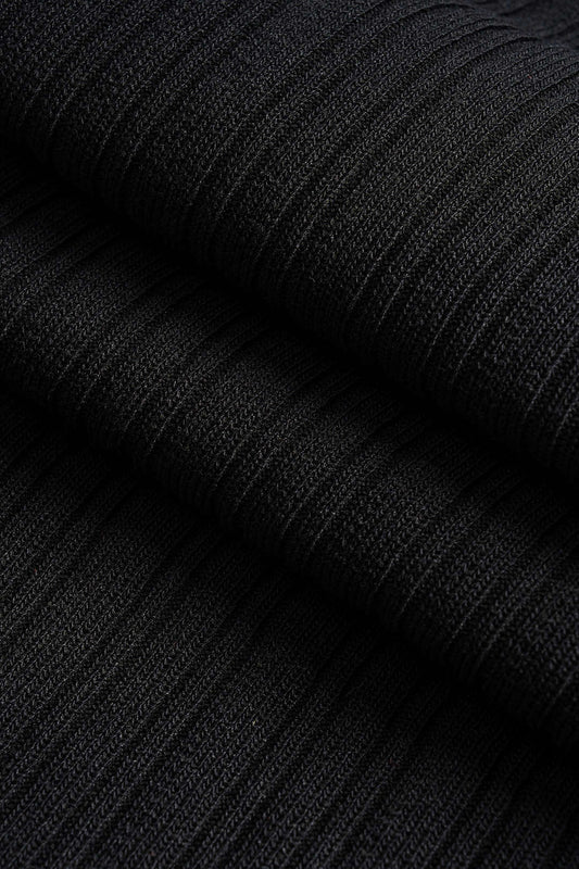 Knit Contrast Lapel Button Short Sleeve Dress