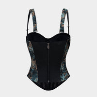 Floral Print Jacquard Slip Cami Top