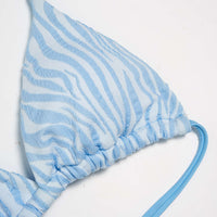 Stripes Print Tie-Up Bikini Set