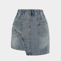 Denim Asymmetrical Pocket Skirt