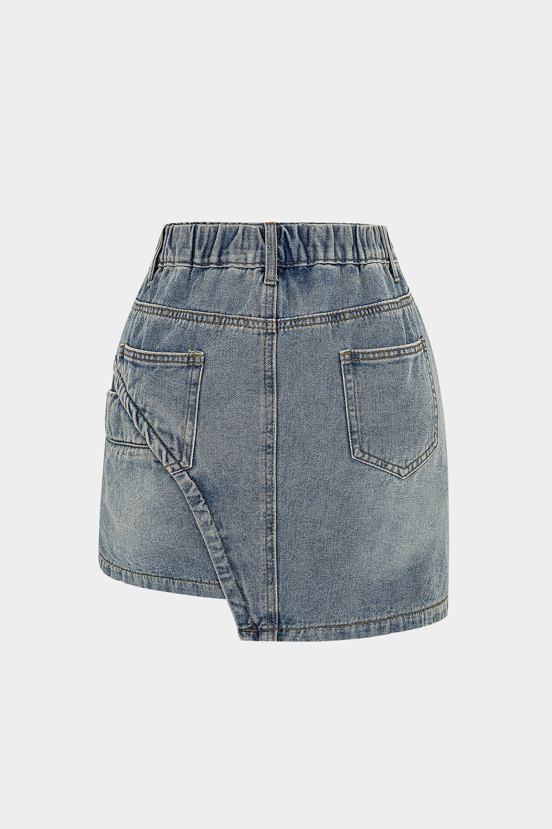 Denim Asymmetrical Pocket Skirt