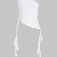 Solid One Shoulder Cut Out Ruched Tank Top