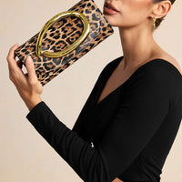 Metallic Faux Leather Clutch Bag