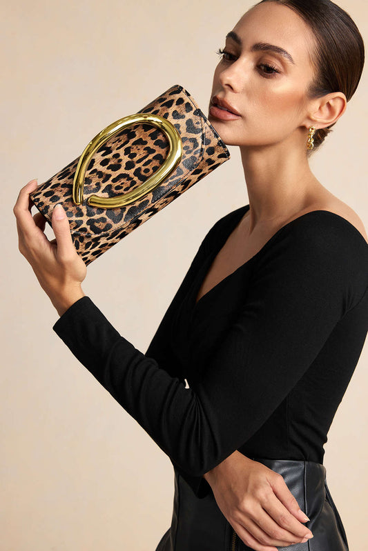 Metallic Faux Leather Clutch Bag