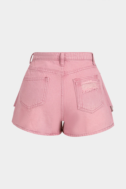 Denim Button Pocket Shorts