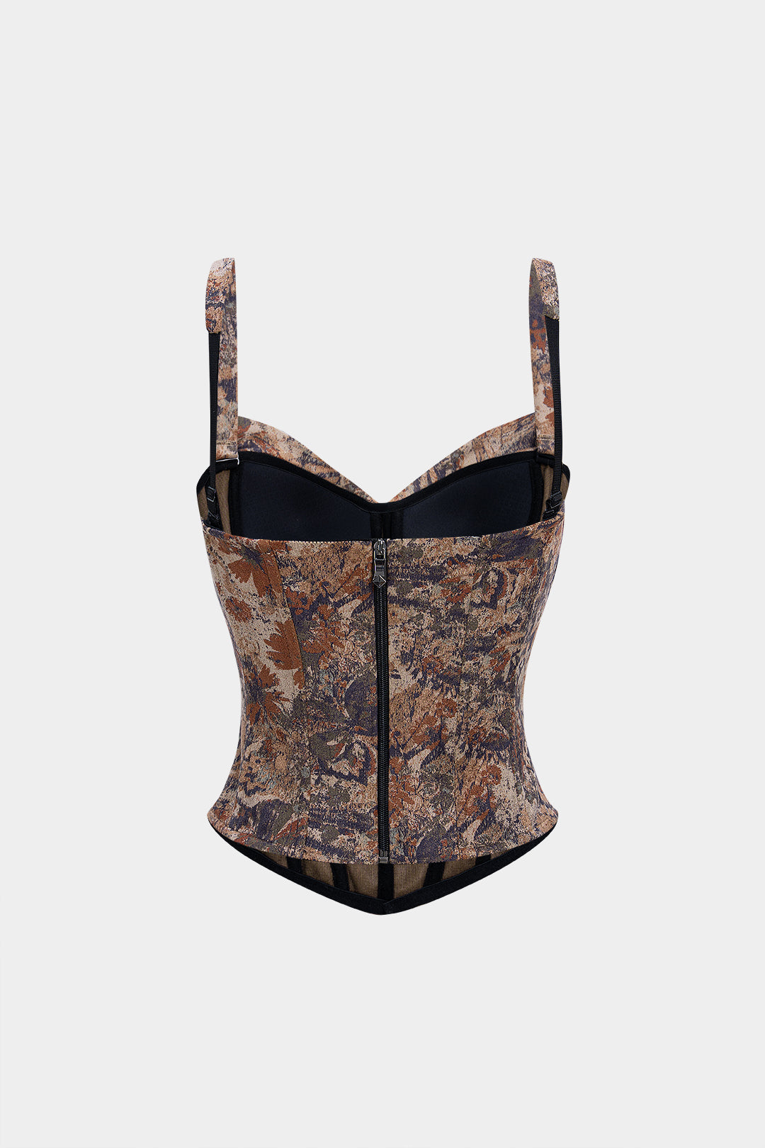 Floral Print Slip Zipper Corset Waist Tube Top
