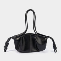 Faux Leather Ruched Shoulder Bag