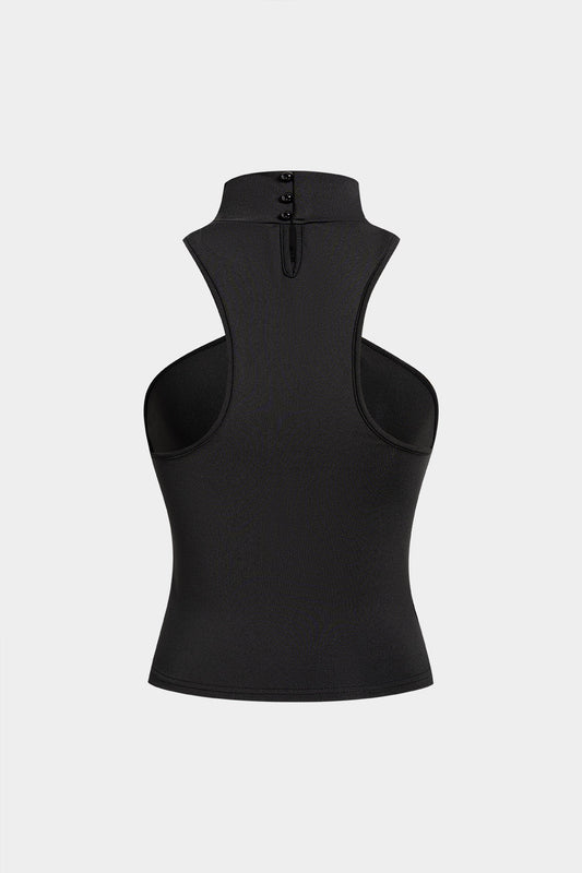 Mock Neck Metallic Tank Top